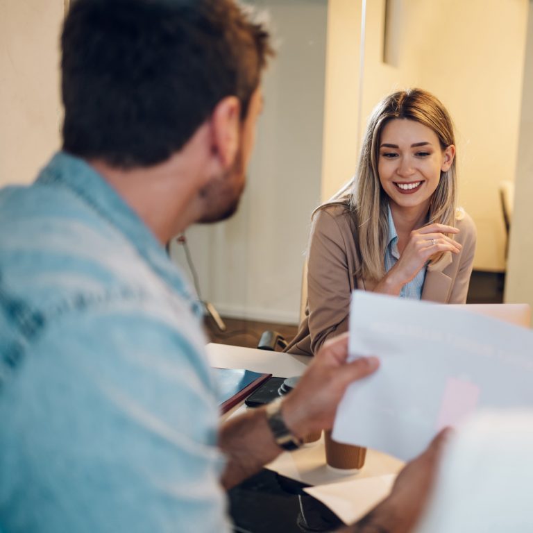 Multiracial business team having a meeting in the office